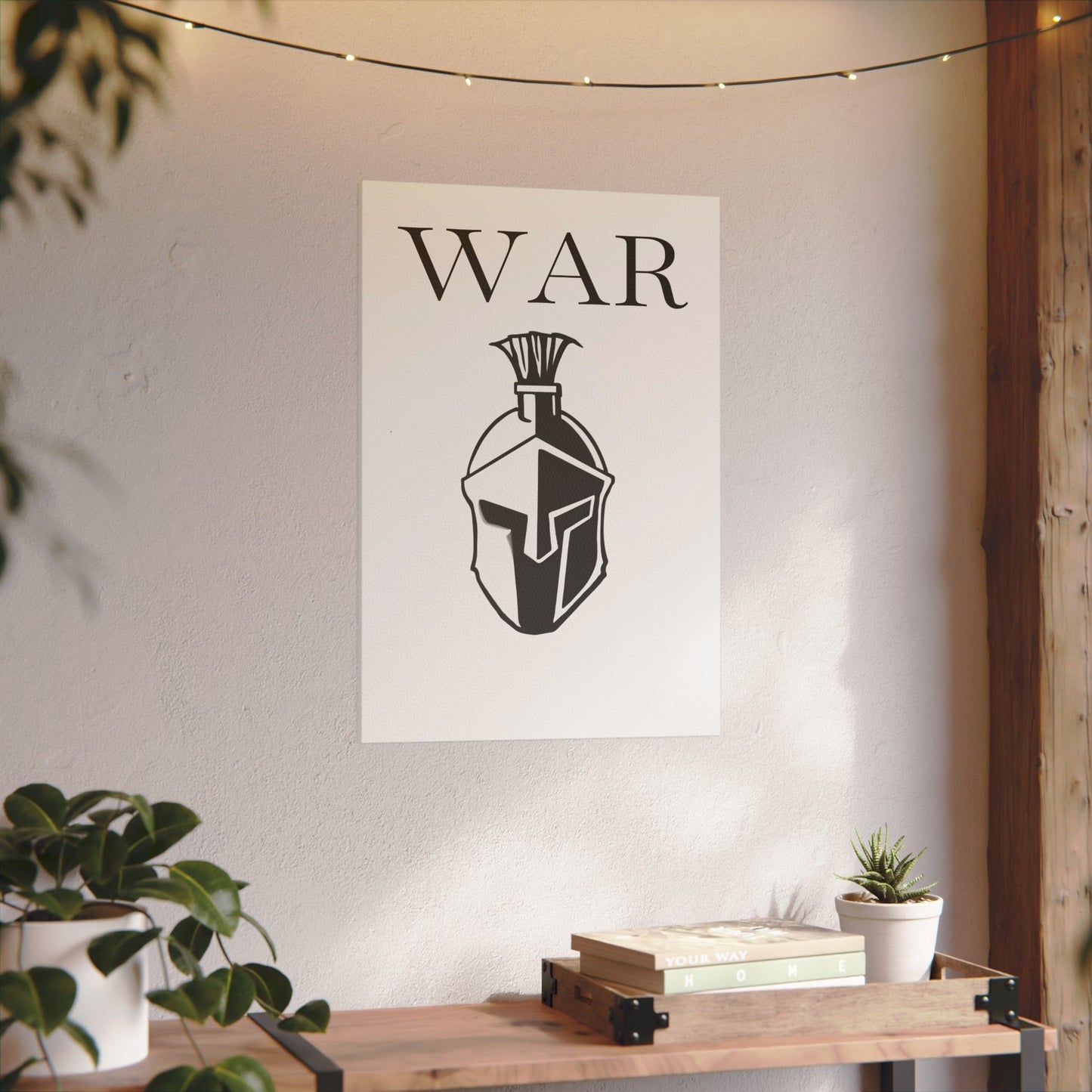 WAR- Canvas with Spartan Helmet