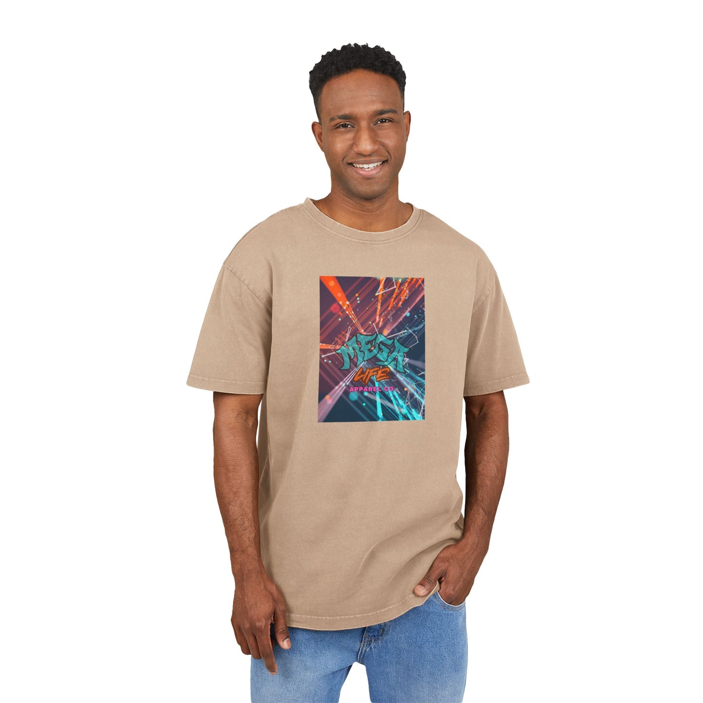 MegaLife- Men's Acid Washed Oversized Graphic Tee