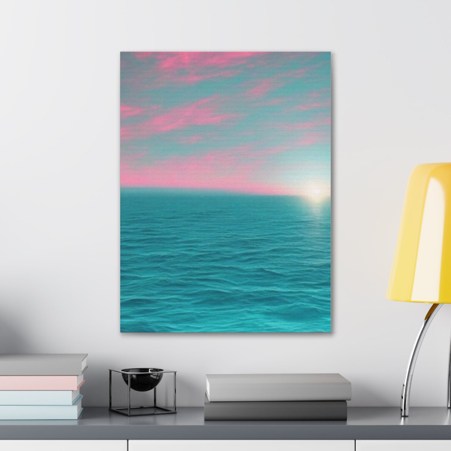 Canvas Wrap - Pink Clouds and Teal Ocean Scene
