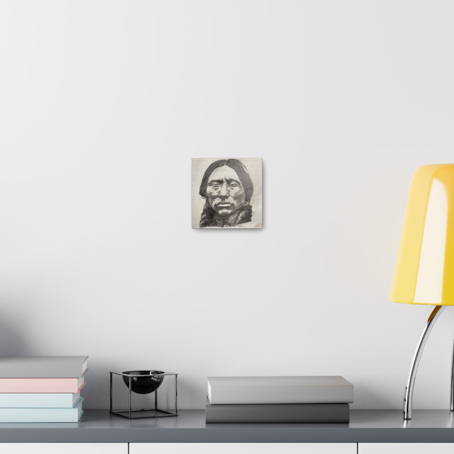Canvas Print of Quanah Parker Portrait in Charcoal by Chris Limas
