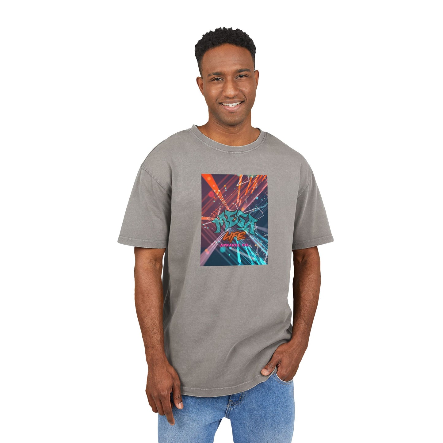 MegaLife- Men's Acid Washed Oversized Graphic Tee