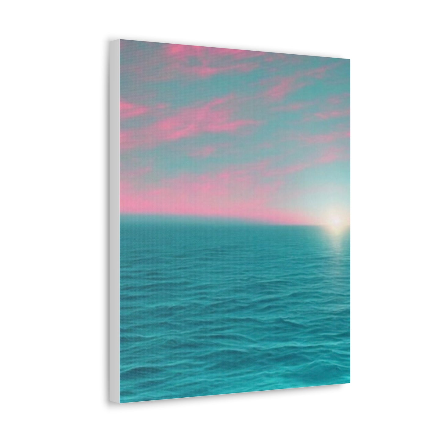 Canvas Wrap - Pink Clouds and Teal Ocean Scene