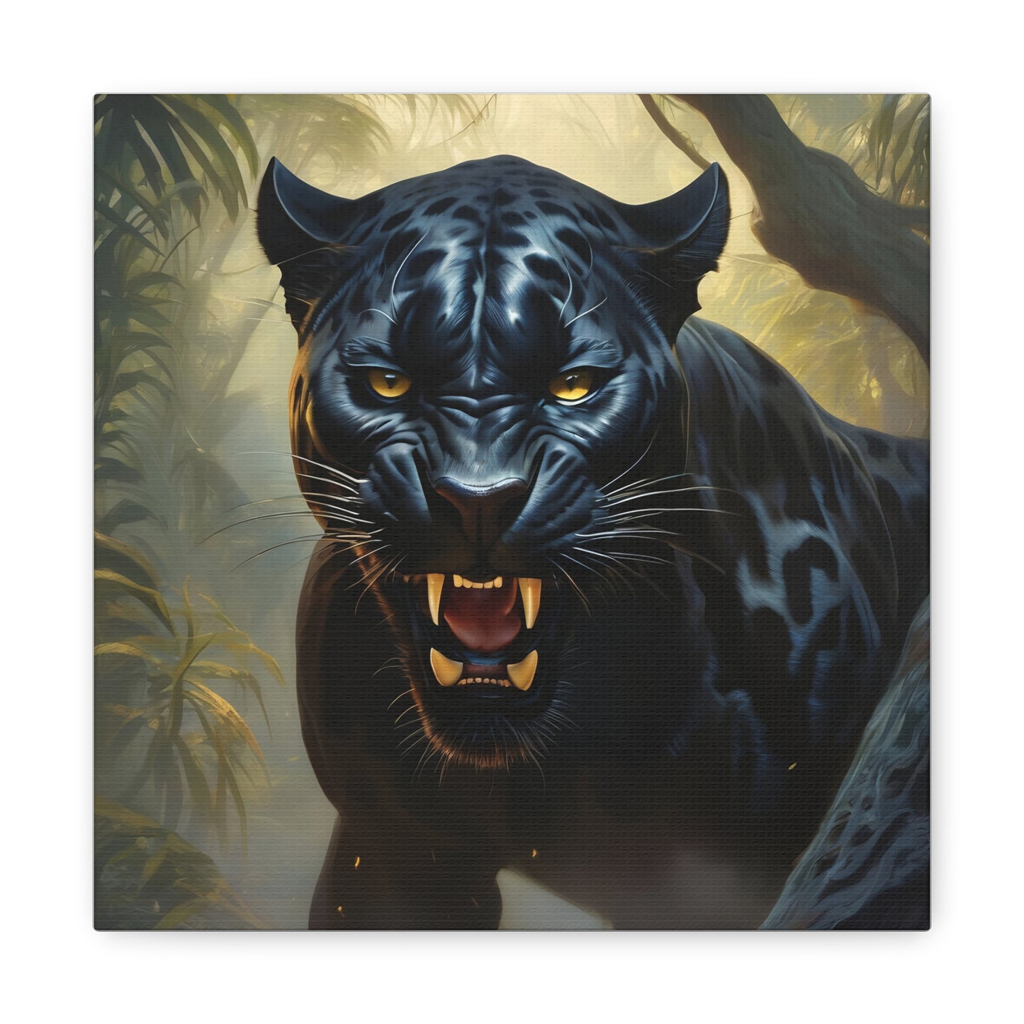 Roaring Black Panther in the Jungle Wall Art