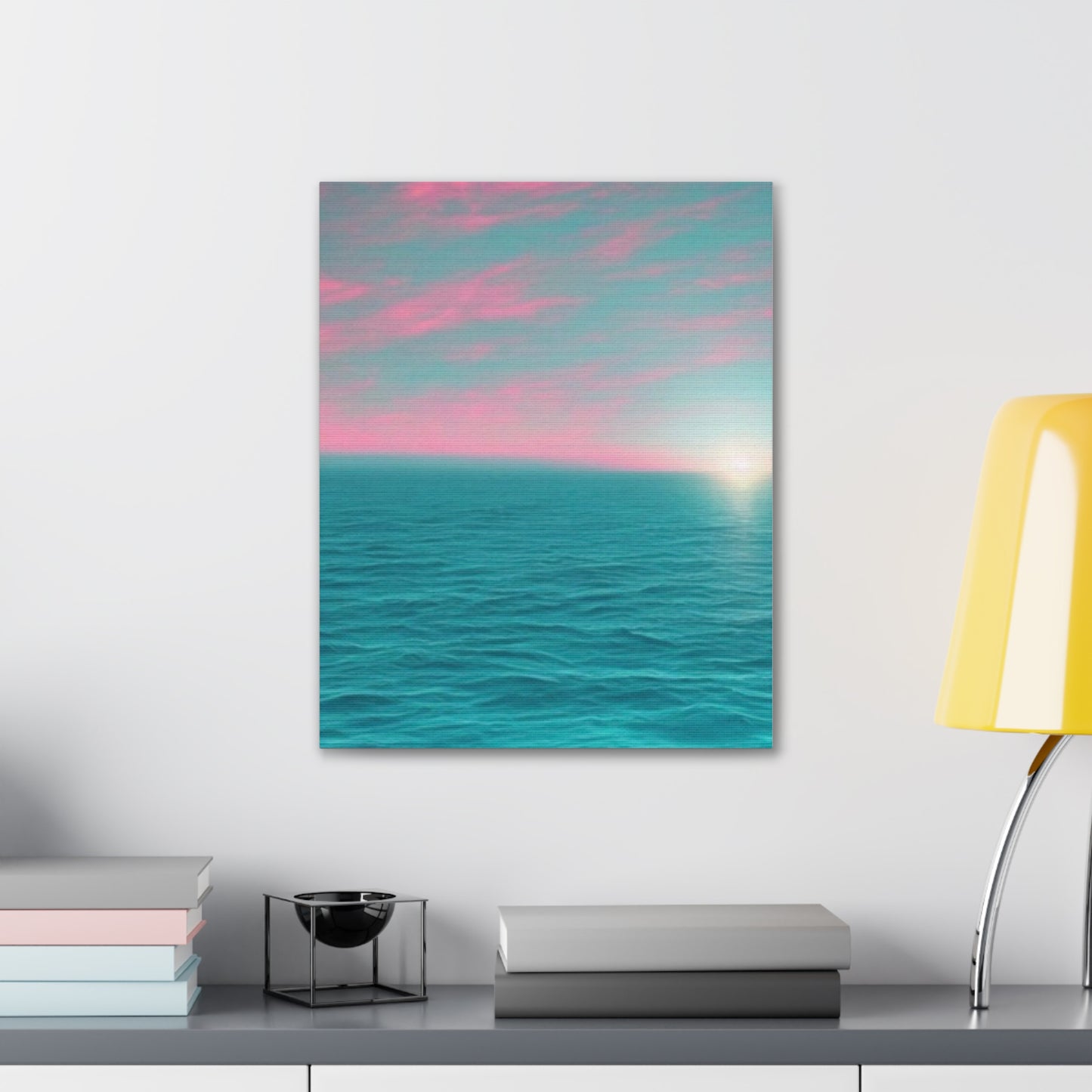 Canvas Wrap - Pink Clouds and Teal Ocean Scene