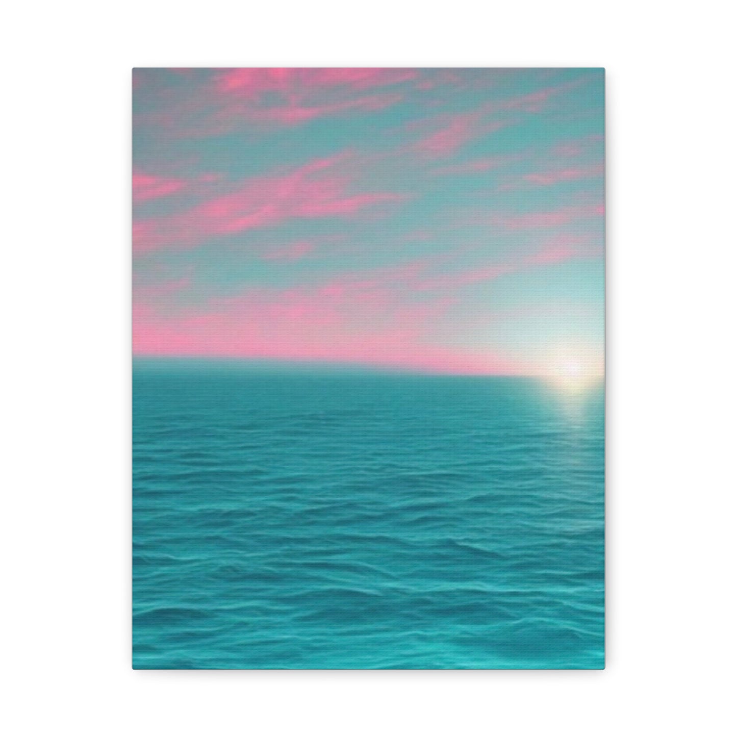 Canvas Wrap - Pink Clouds and Teal Ocean Scene