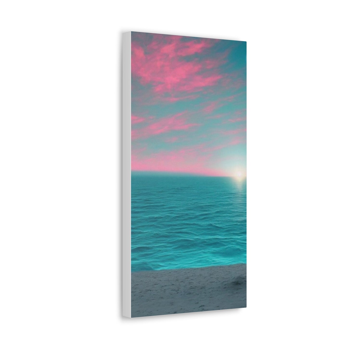 Canvas Wrap - Pink Clouds and Teal Ocean Scene