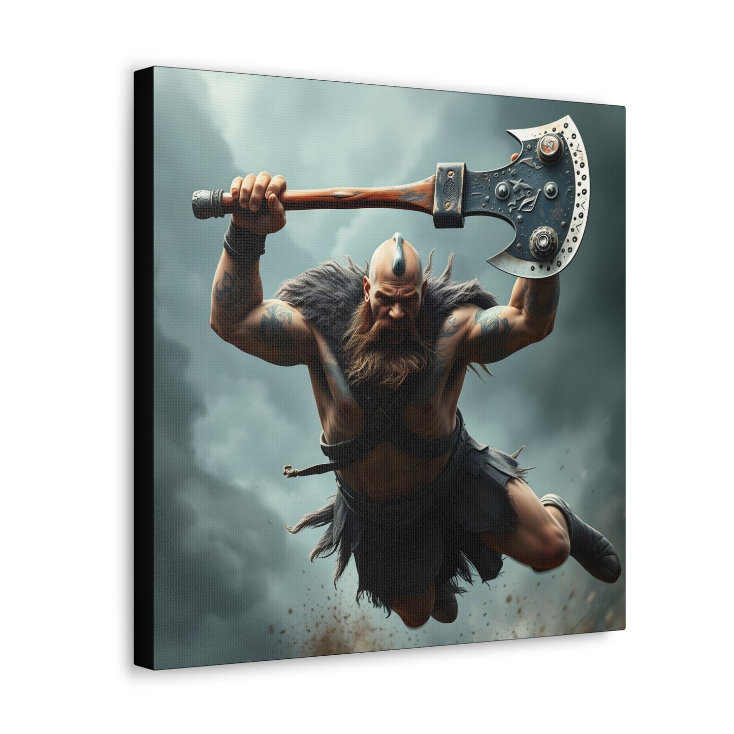 Viking Beserker in Mid Air Assault- Canvas Print