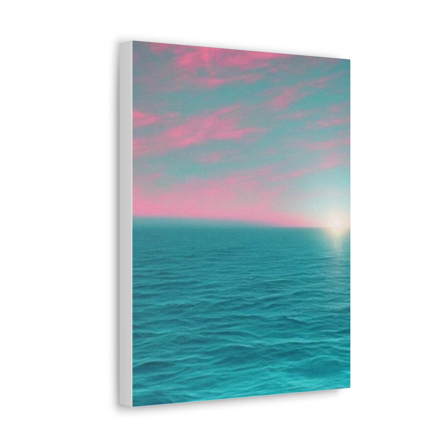 Canvas Wrap - Pink Clouds and Teal Ocean Scene