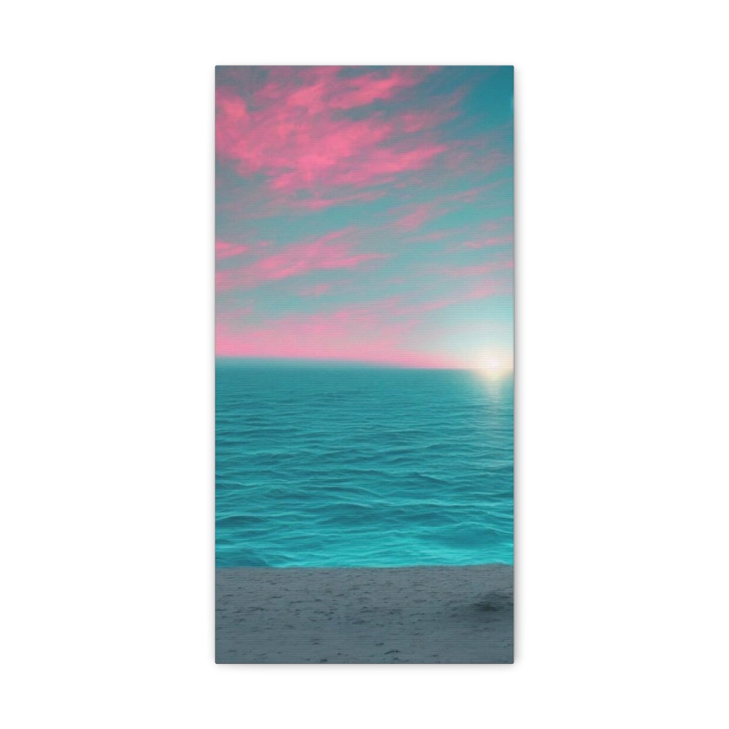 Canvas Wrap - Pink Clouds and Teal Ocean Scene
