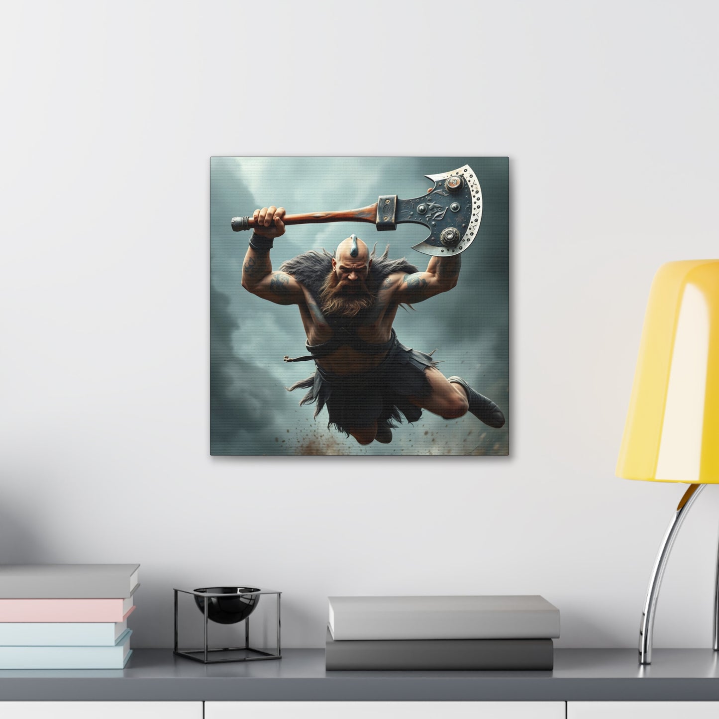 Viking Beserker in Mid Air Assault- Canvas Print