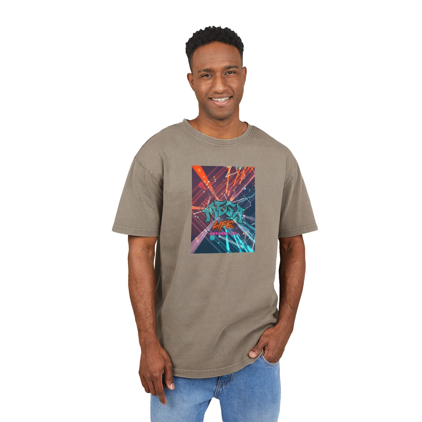MegaLife- Men's Acid Washed Oversized Graphic Tee