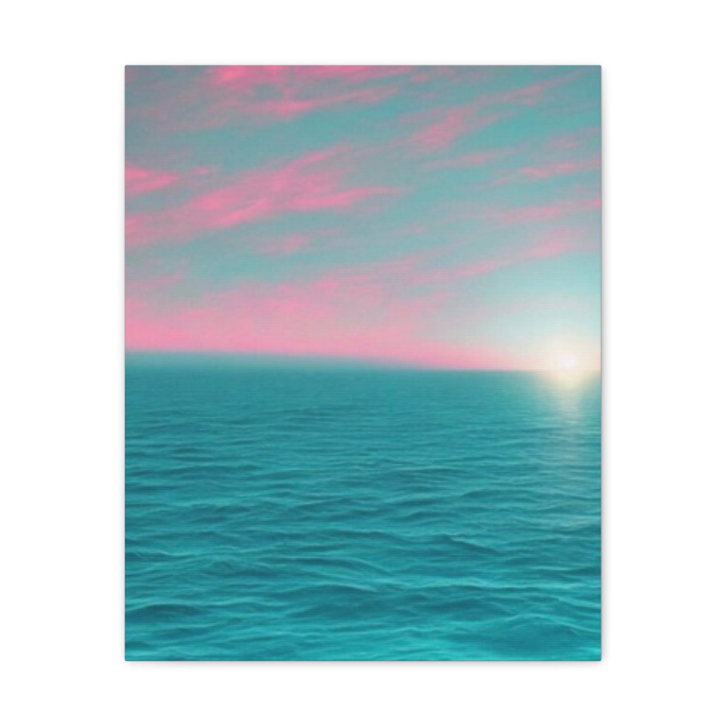 Canvas Wrap - Pink Clouds and Teal Ocean Scene