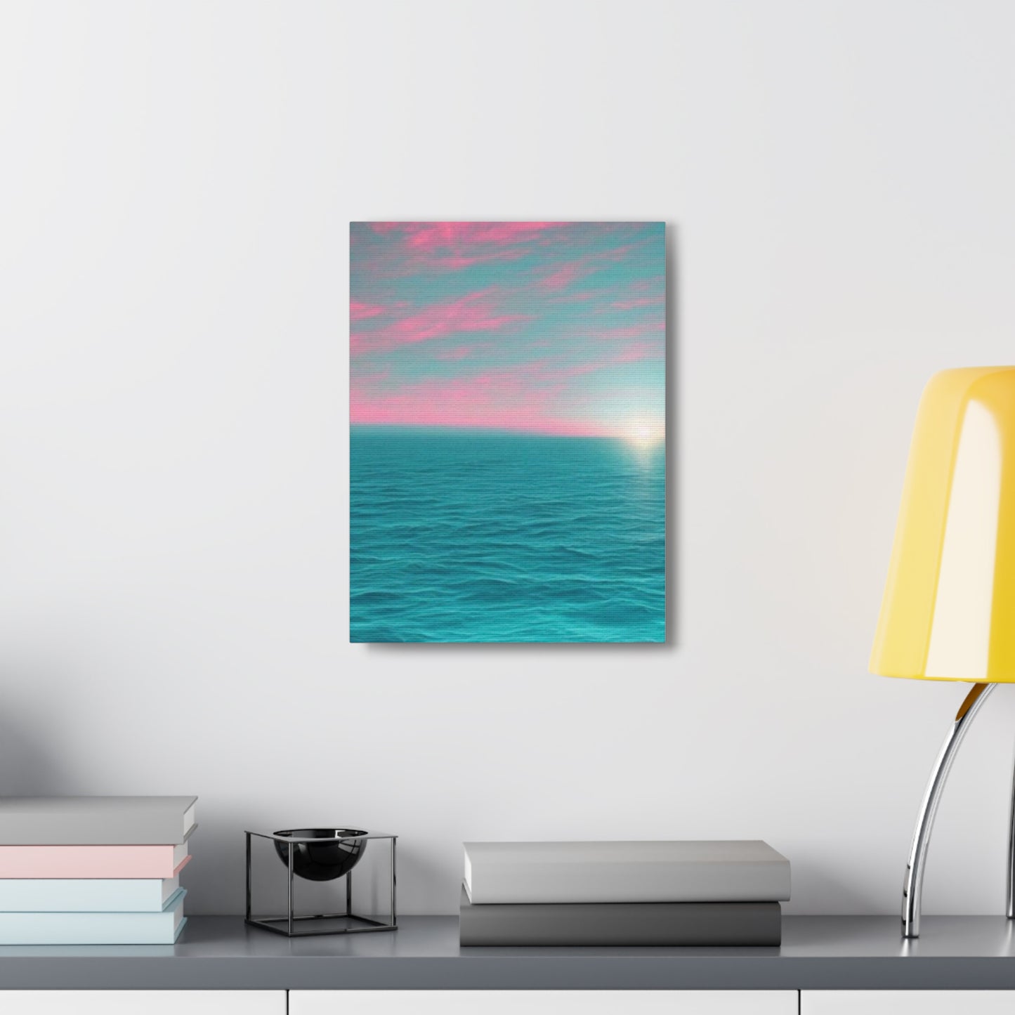 Canvas Wrap - Pink Clouds and Teal Ocean Scene