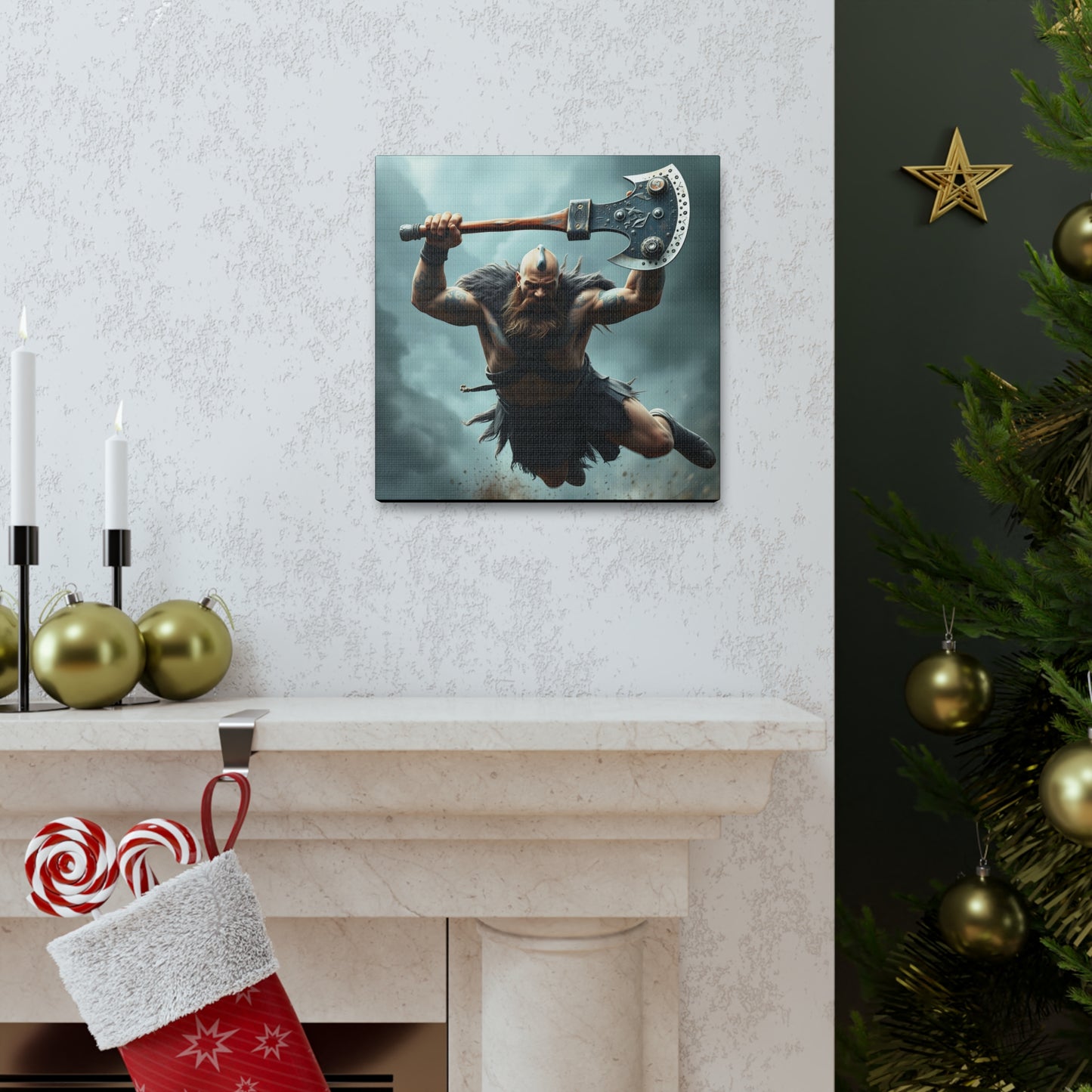 Viking Beserker in Mid Air Assault- Canvas Print