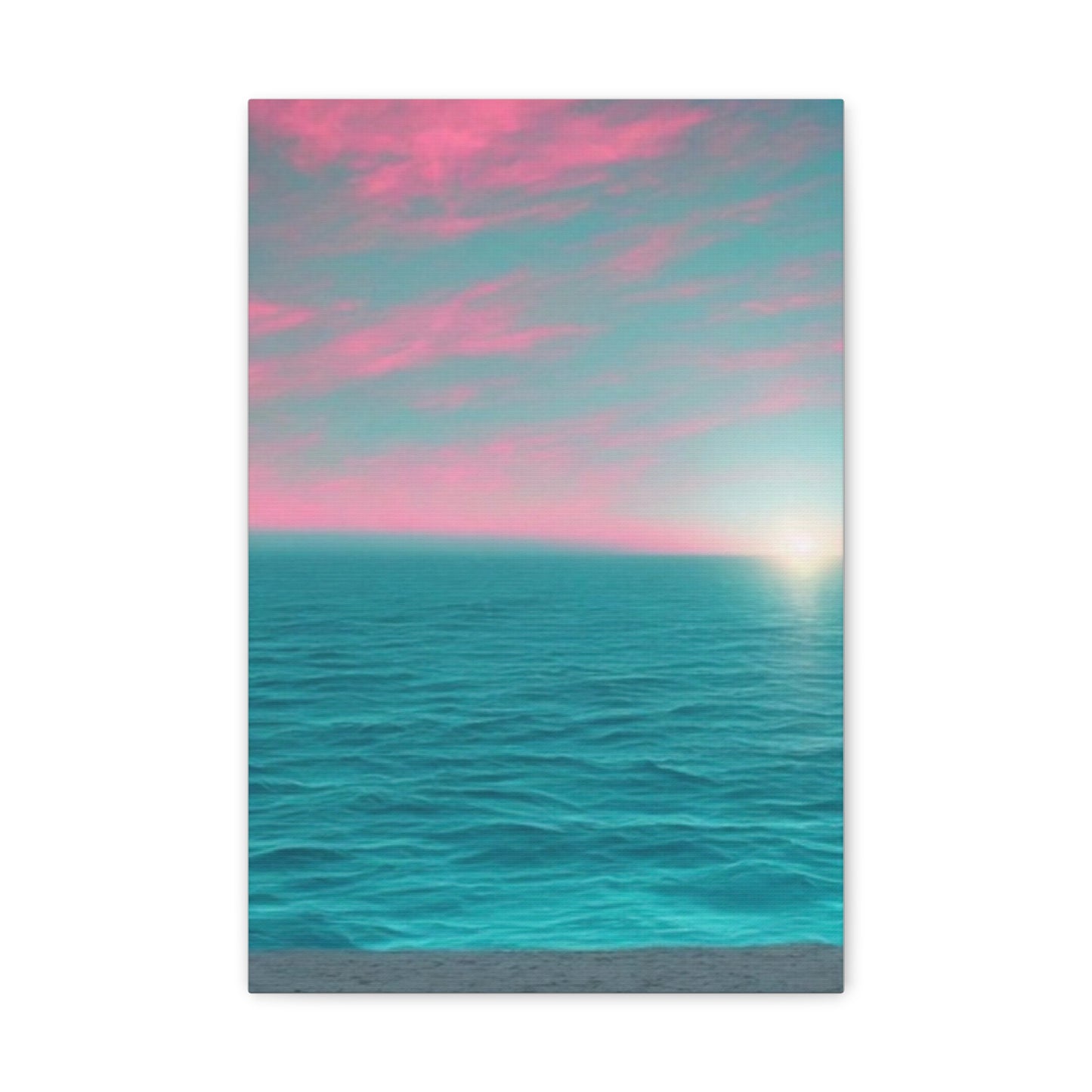Canvas Wrap - Pink Clouds and Teal Ocean Scene