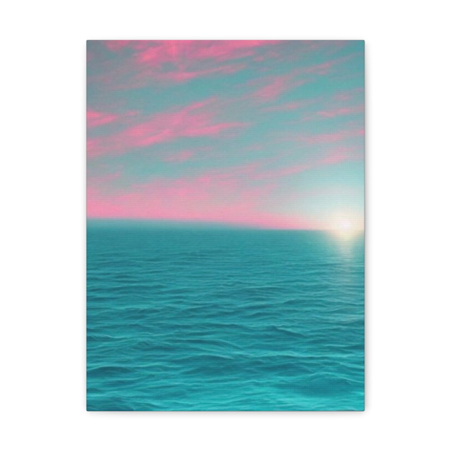 Canvas Wrap - Pink Clouds and Teal Ocean Scene