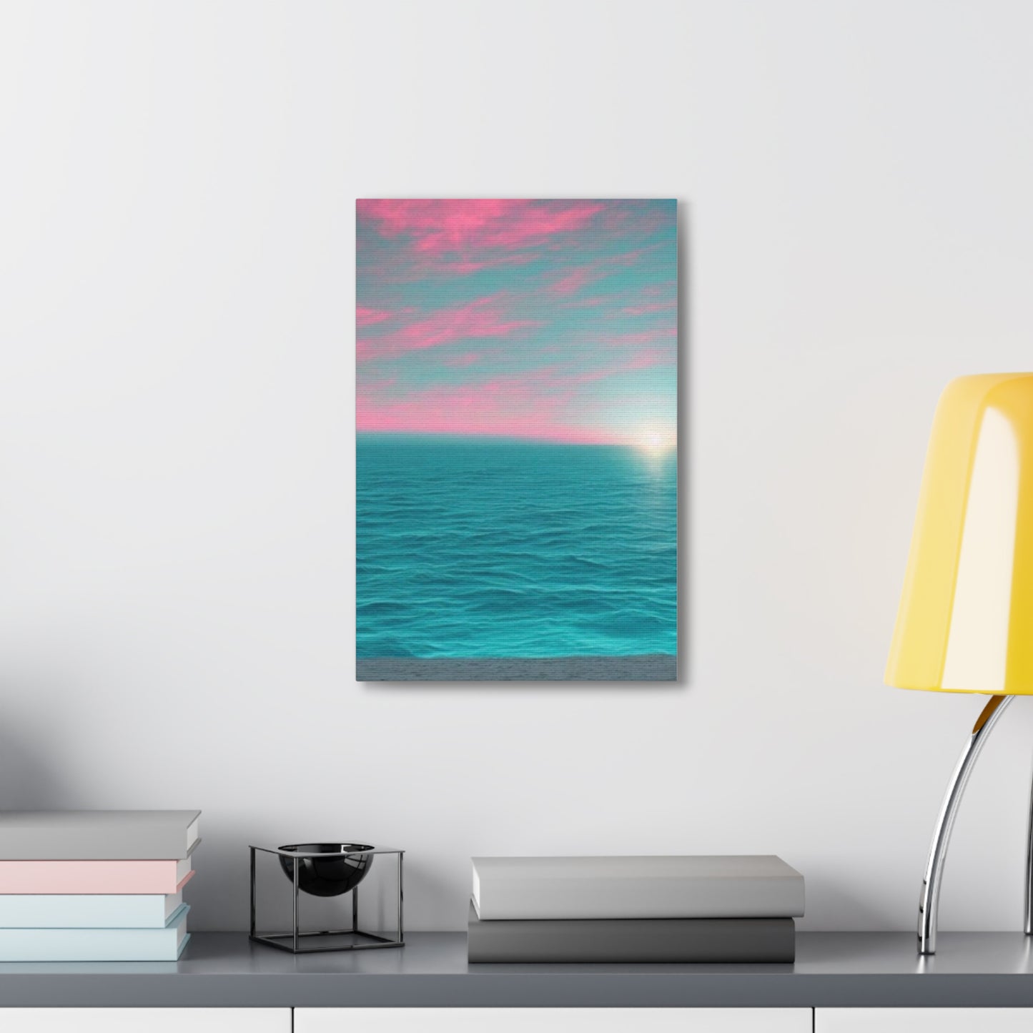 Canvas Wrap - Pink Clouds and Teal Ocean Scene