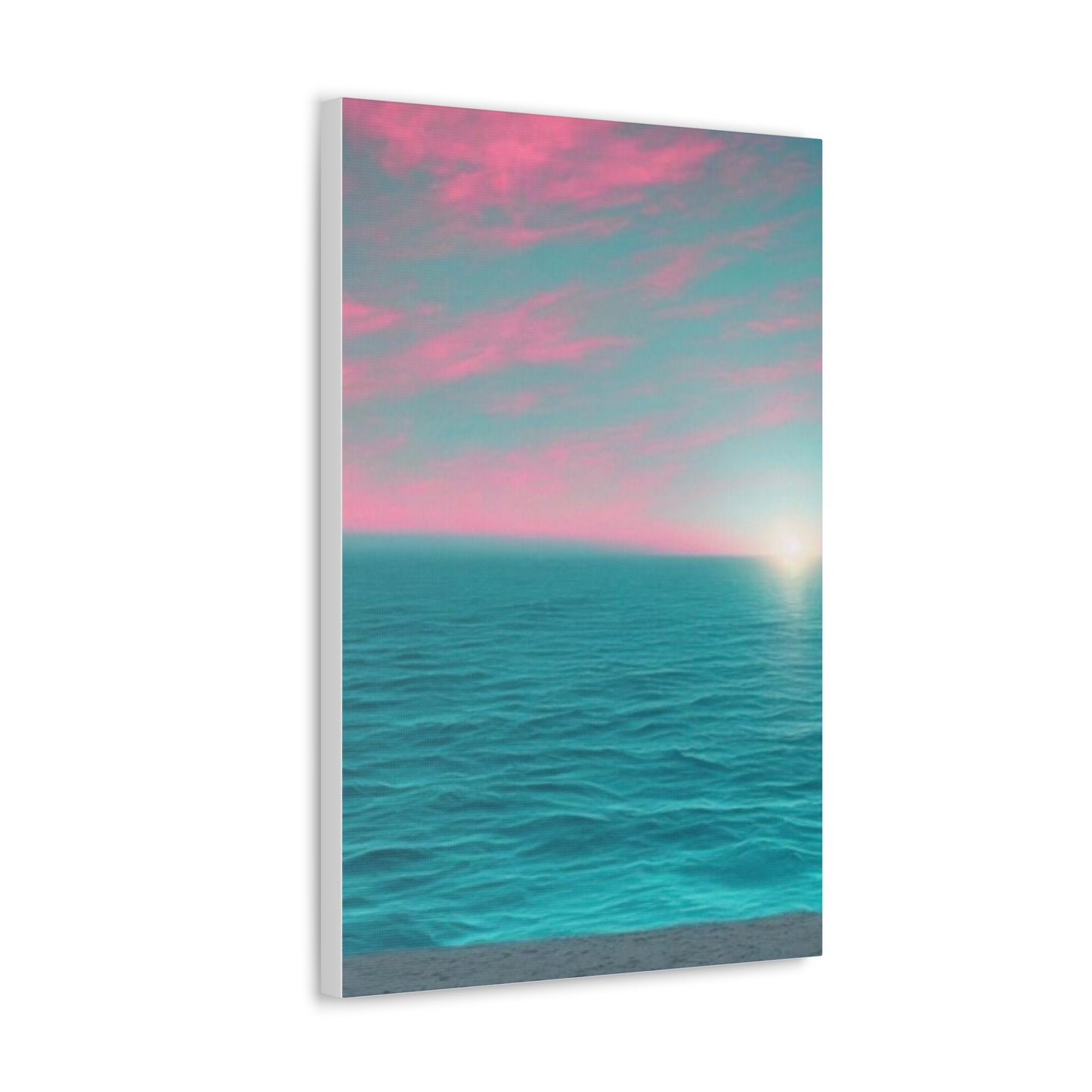 Canvas Wrap - Pink Clouds and Teal Ocean Scene