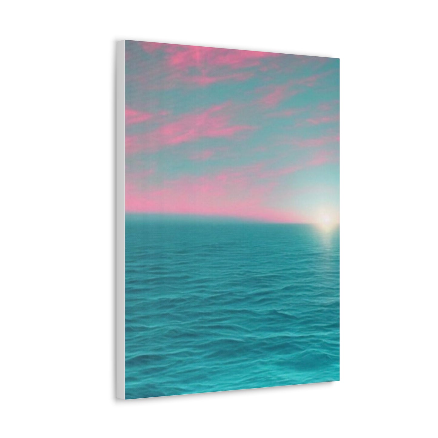 Canvas Wrap - Pink Clouds and Teal Ocean Scene