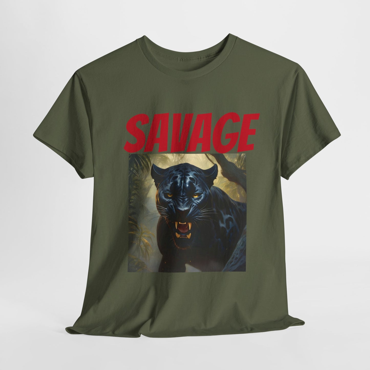Panther In The Jungle- (Unisex Heavy Cotton Tee)