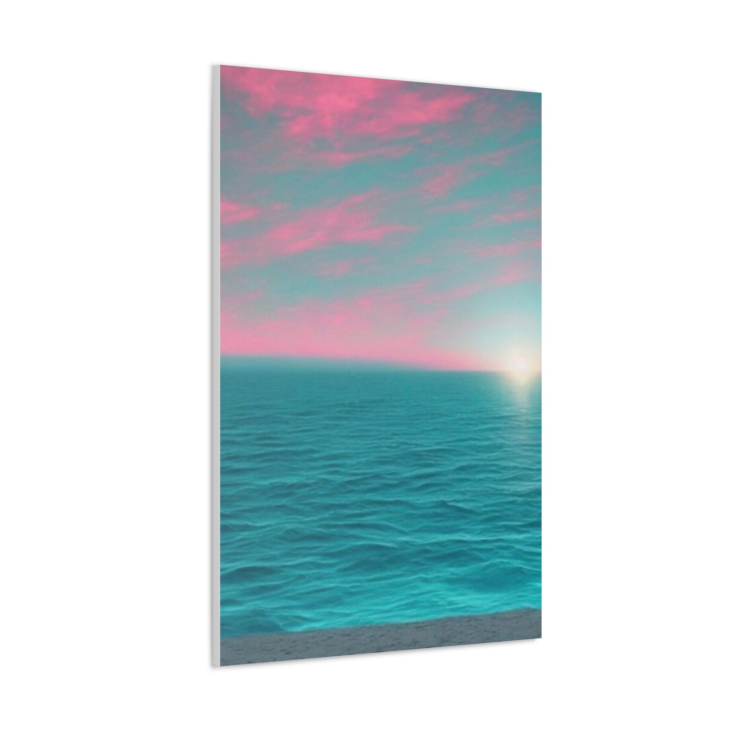 Canvas Wrap - Pink Clouds and Teal Ocean Scene