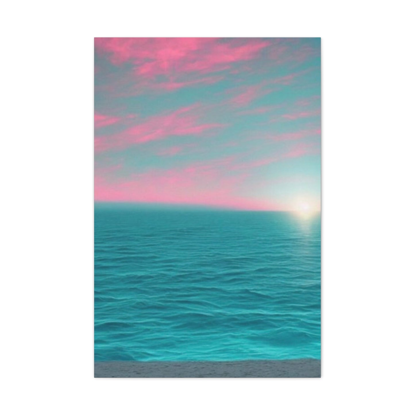 Canvas Wrap - Pink Clouds and Teal Ocean Scene