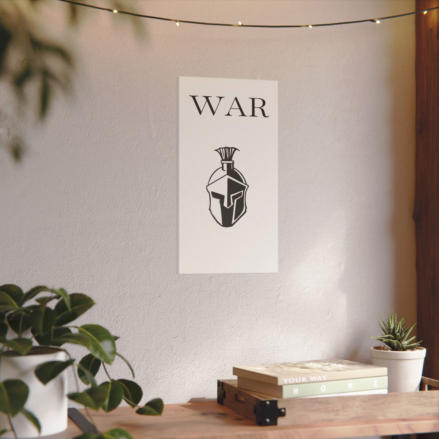 WAR- Canvas with Spartan Helmet