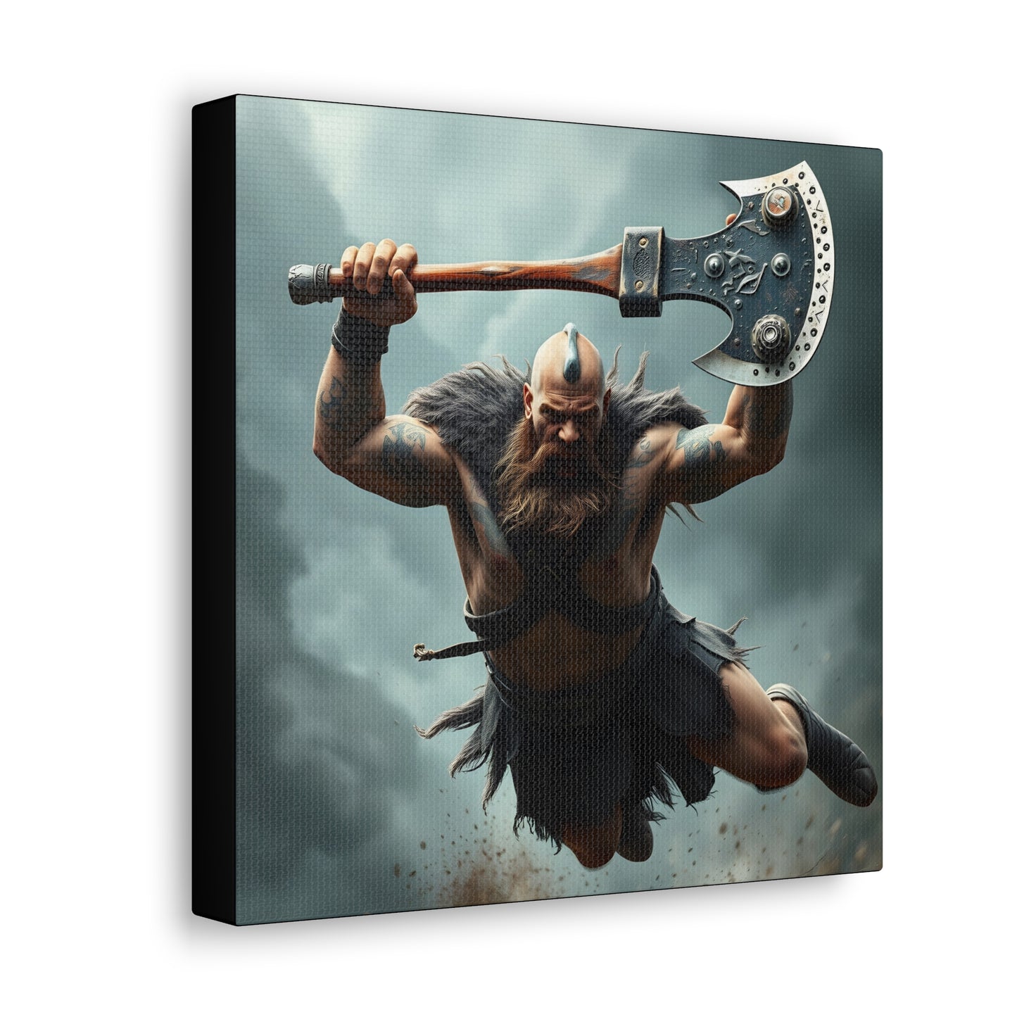 Viking Beserker in Mid Air Assault- Canvas Print