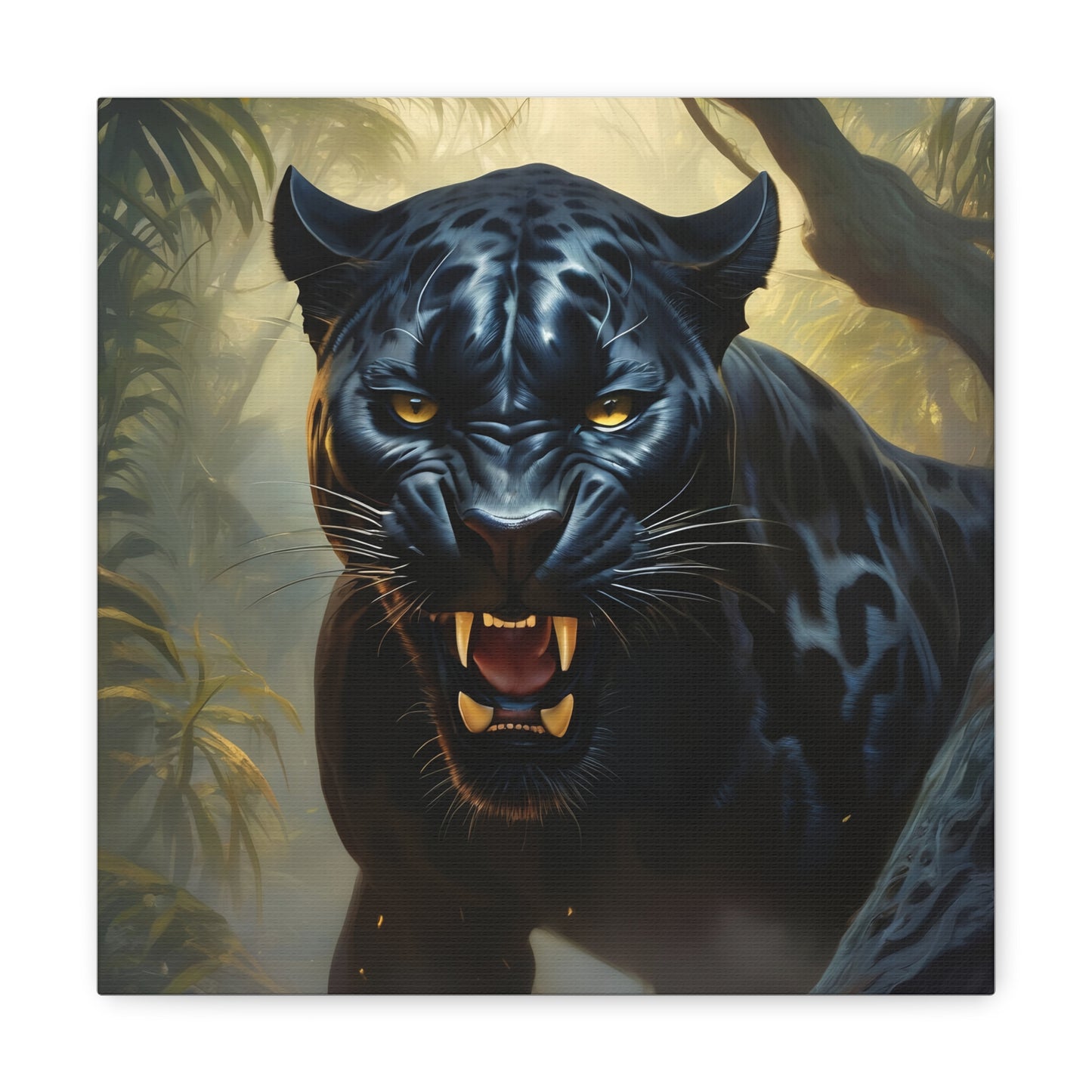 Roaring Black Panther in the Jungle Wall Art
