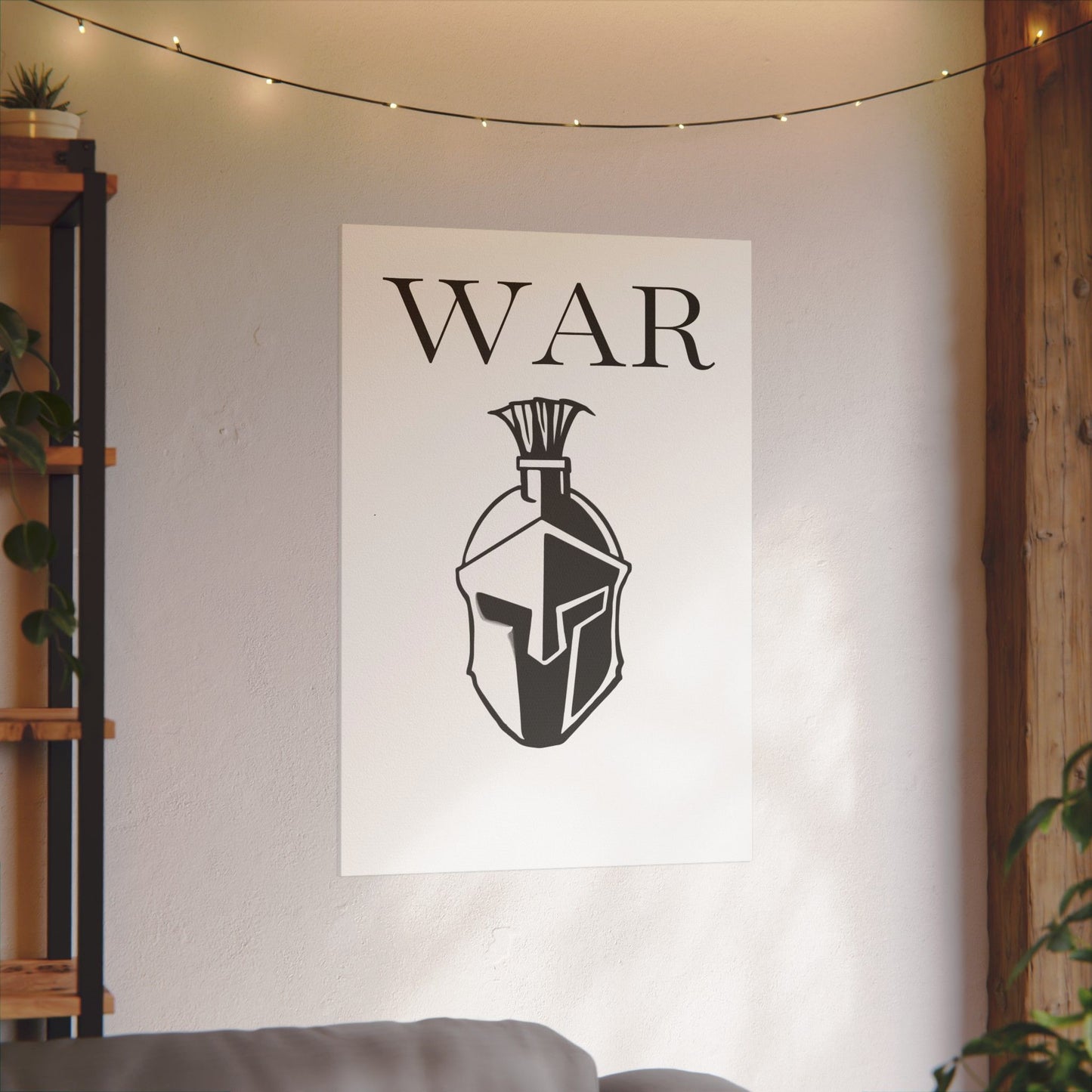 WAR- Canvas with Spartan Helmet
