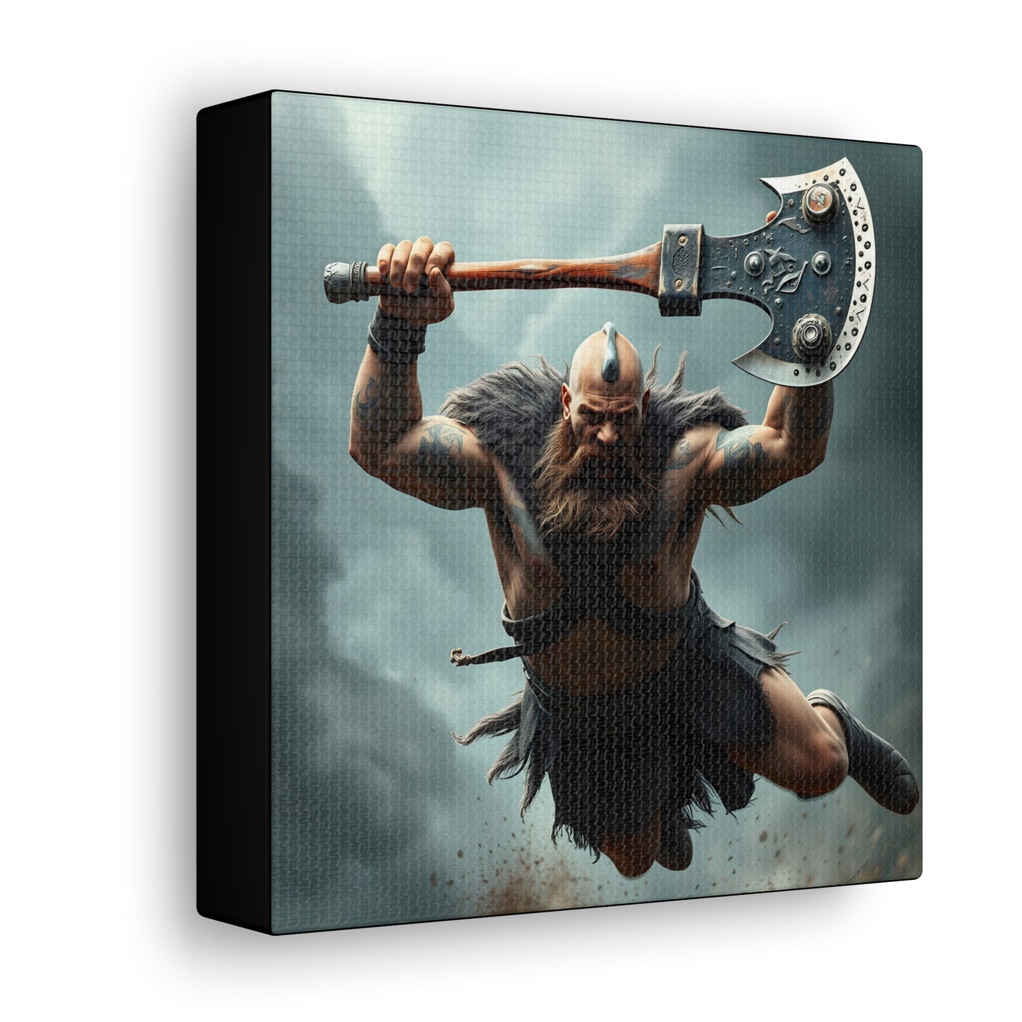 Viking Beserker in Mid Air Assault- Canvas Print