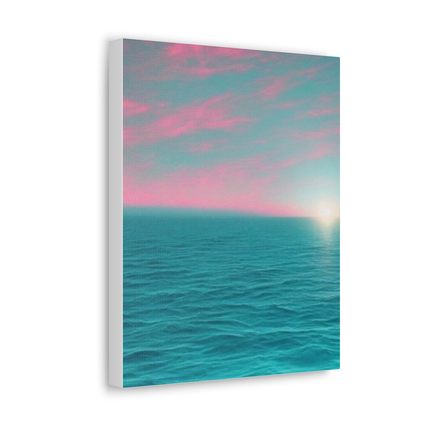 Canvas Wrap - Pink Clouds and Teal Ocean Scene