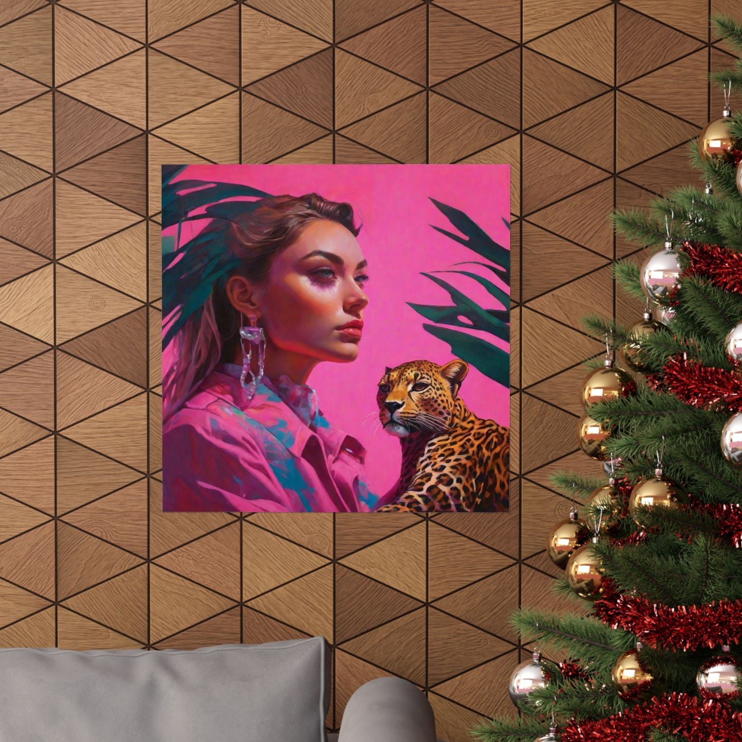 Vertical Posters - Ai Girl with Cheetah Print