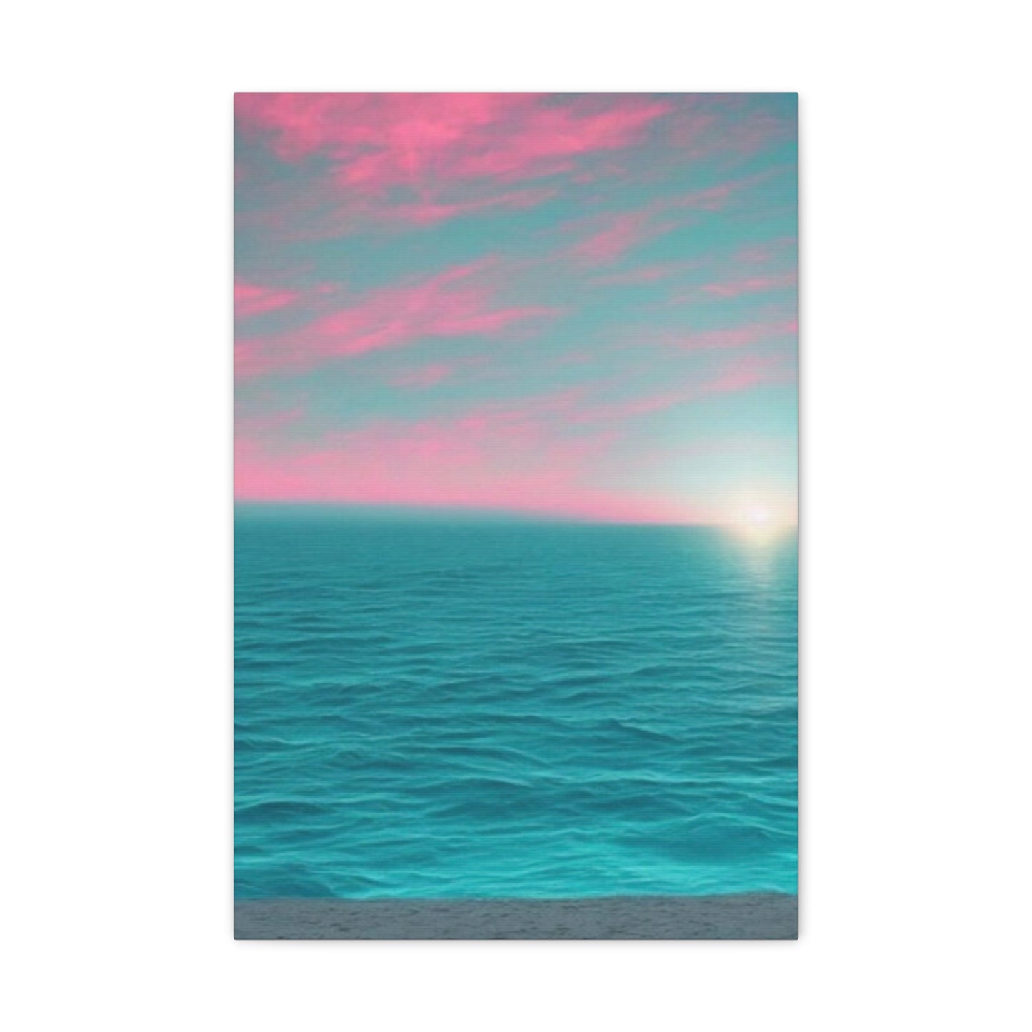Canvas Wrap - Pink Clouds and Teal Ocean Scene