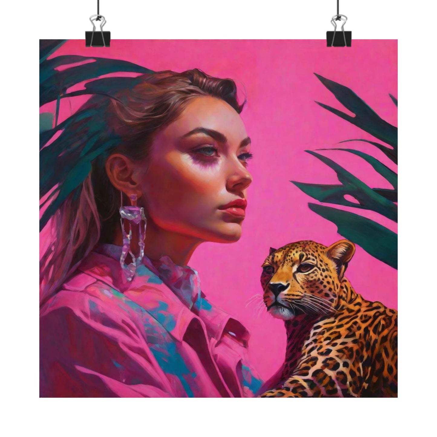 Vertical Posters - Ai Girl with Cheetah Print