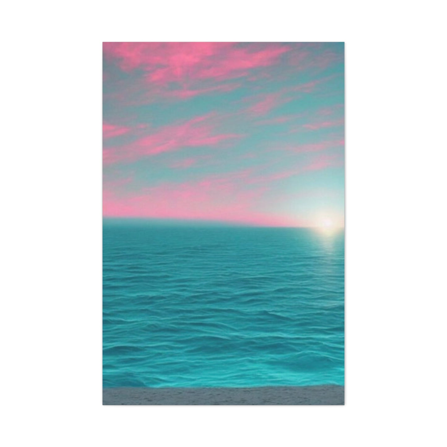 Canvas Wrap - Pink Clouds and Teal Ocean Scene
