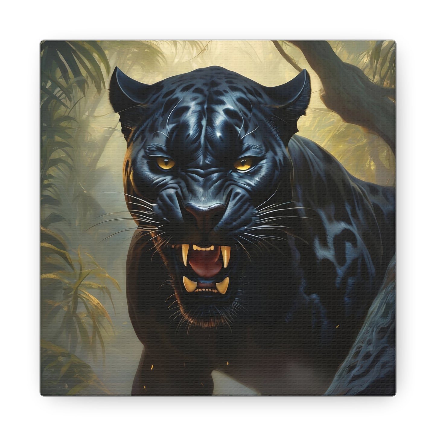 Roaring Black Panther in the Jungle Wall Art