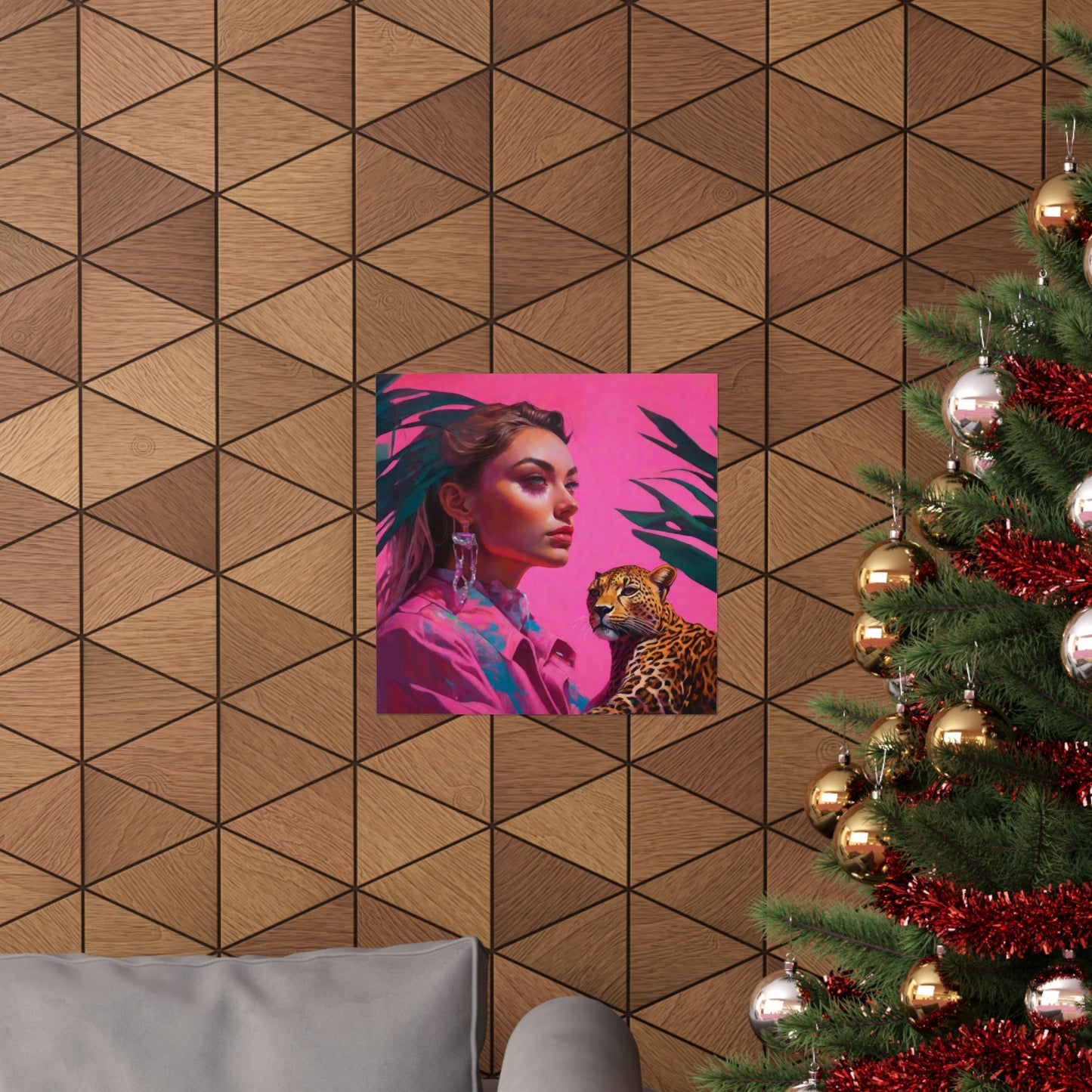 Vertical Posters - Ai Girl with Cheetah Print
