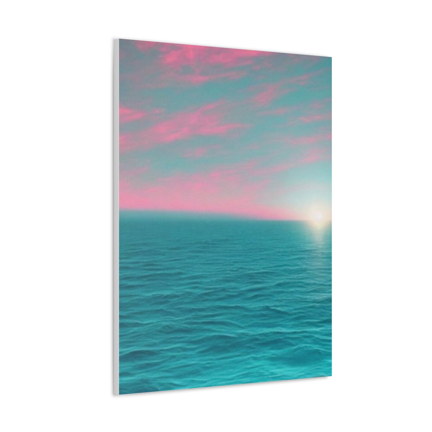 Canvas Wrap - Pink Clouds and Teal Ocean Scene