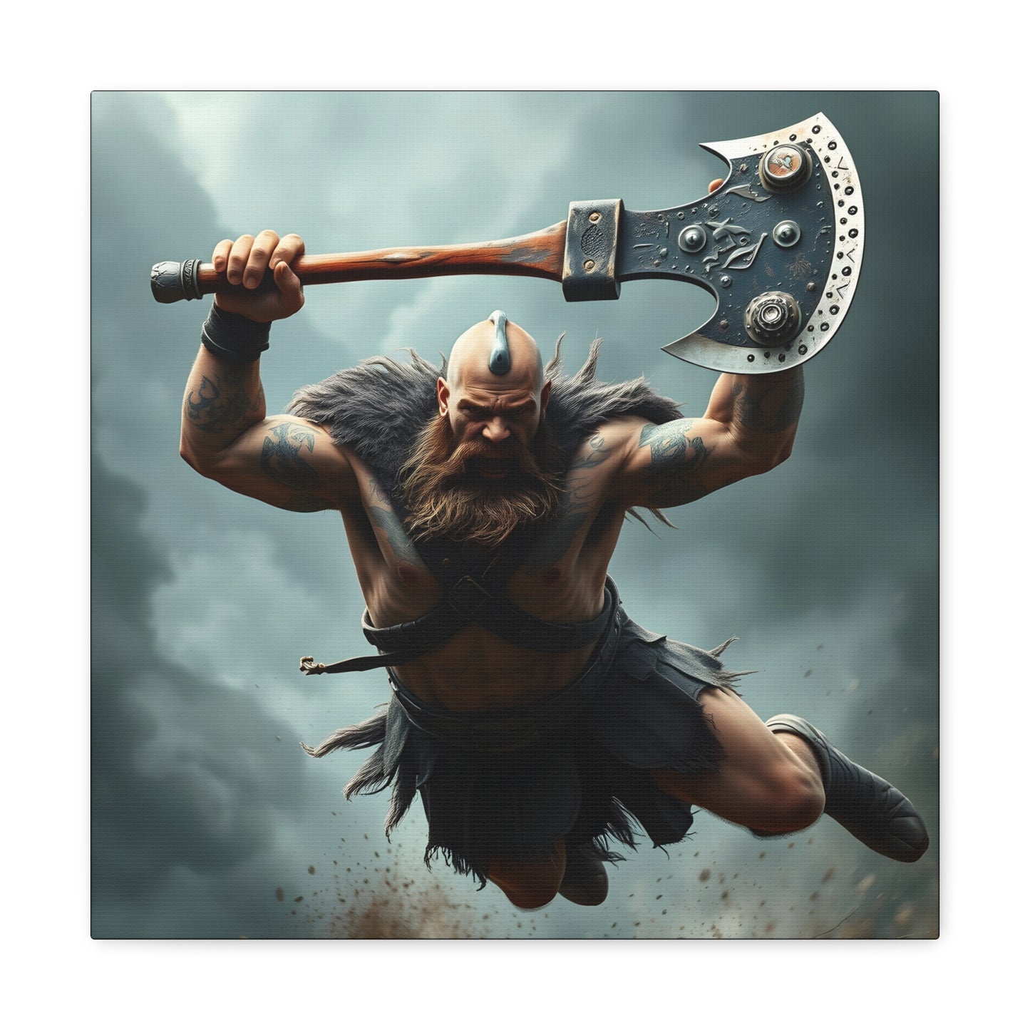 Viking Beserker in Mid Air Assault- Canvas Print