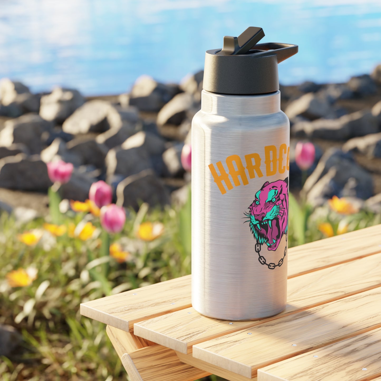 Tumbler - Hardcore Tiger Roaring with Chain Design, 32oz