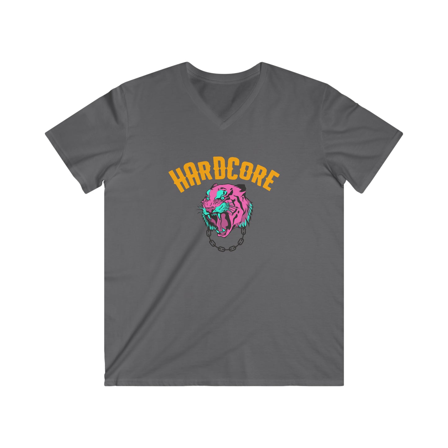 "Hardcore" (Men's Fitted V-Neck Short Sleeve Tee)