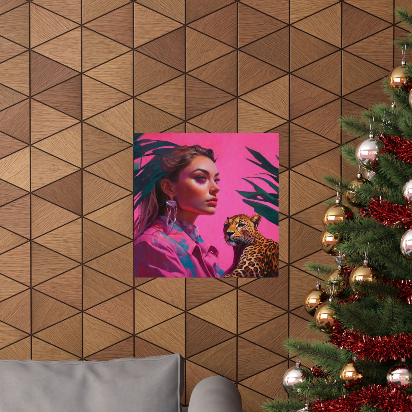 Vertical Posters - Ai Girl with Cheetah Print