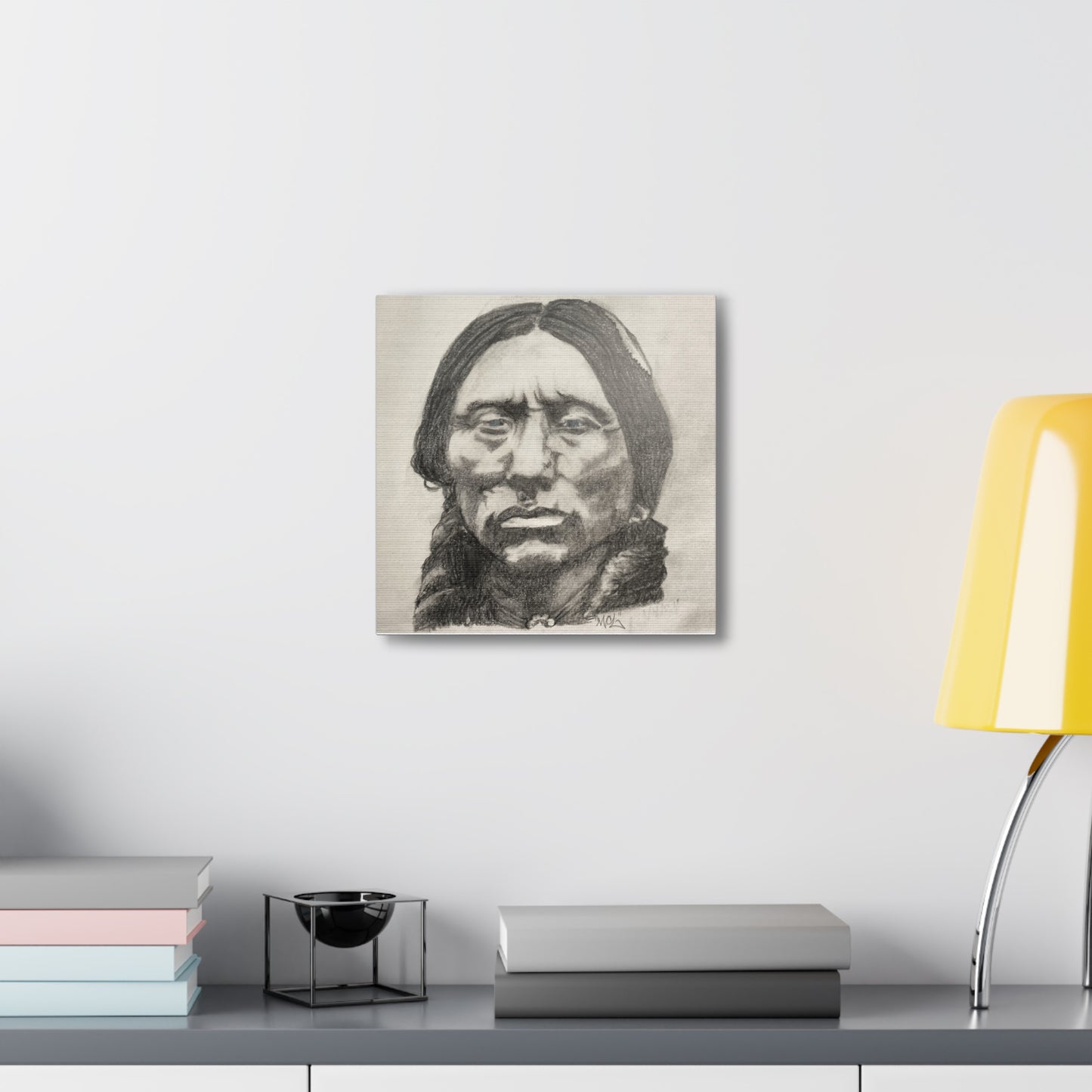 Canvas Print of Quanah Parker Portrait in Charcoal by Chris Limas