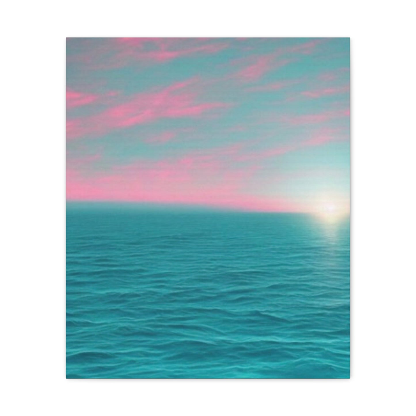 Canvas Wrap - Pink Clouds and Teal Ocean Scene