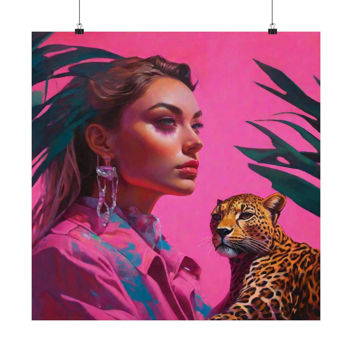 Vertical Posters - Ai Girl with Cheetah Print