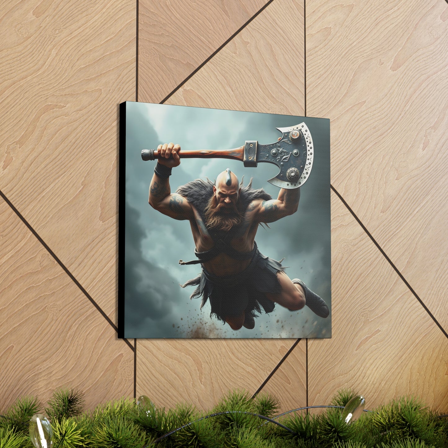 Viking Beserker in Mid Air Assault- Canvas Print