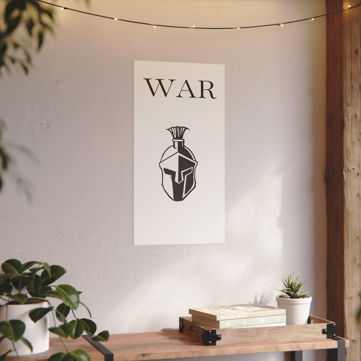 WAR- Canvas with Spartan Helmet