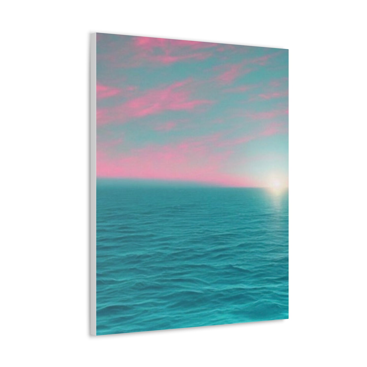 Canvas Wrap - Pink Clouds and Teal Ocean Scene
