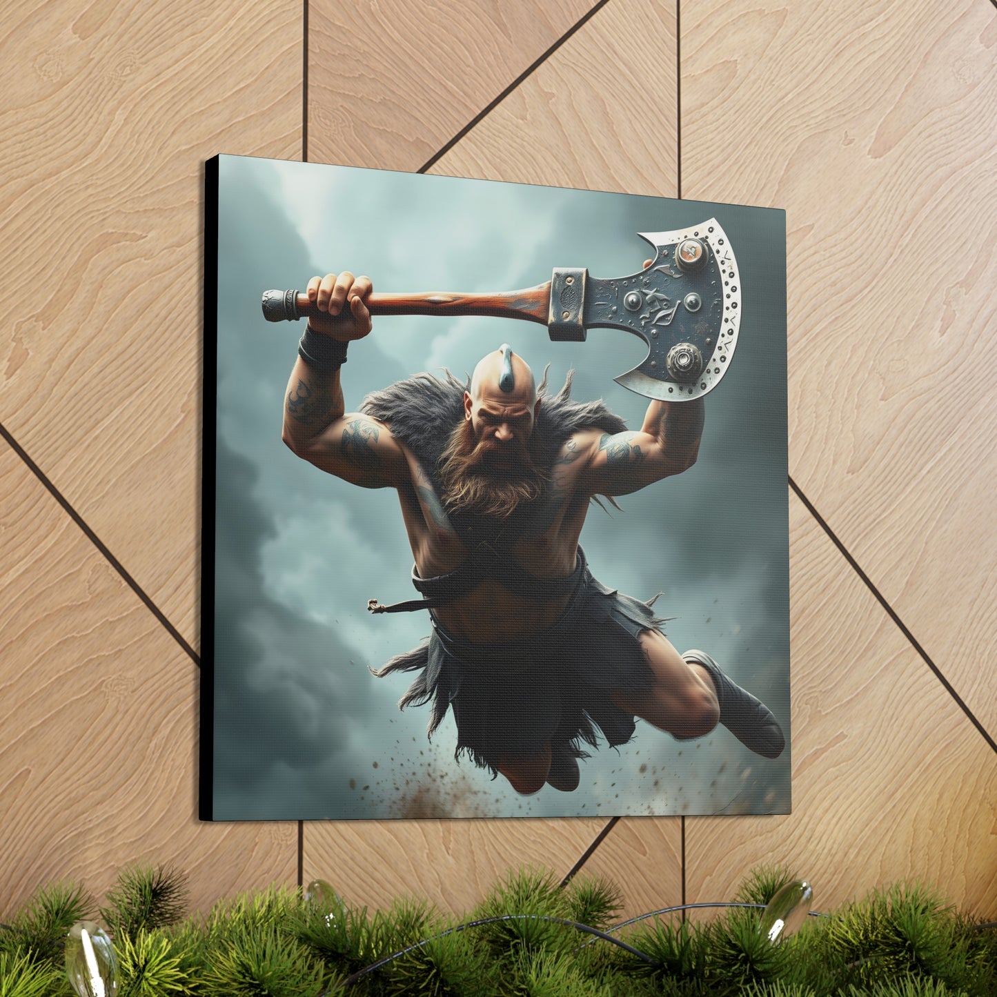 Viking Beserker in Mid Air Assault- Canvas Print
